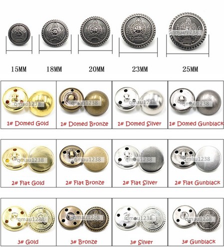 RETRO COPPER 15MM-25MM METAL SHANK BUTTONS ROUND COAT BAG TAILOR SEWING CRAFTS - Picture 2 of 17
