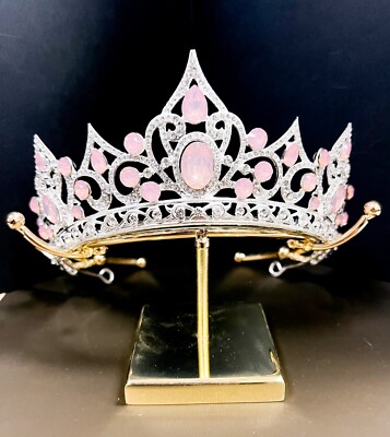 Princess Tiara, Pink Gemstone Tiara, Silver Tiara, Wedding Crown