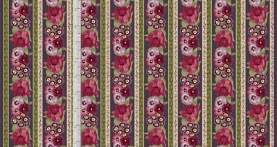 Fleur Tulip & Pansy 11'' Stripe Flowers 1902 MULTI Timeless Durable Cotton Fabric
