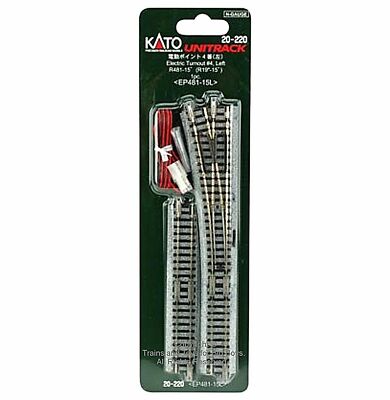 KATO N Scale Unitrack #20220 Electric Remote Turnout #4 Left R481-15 Degree~NEW