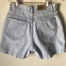 VTG Y2K Lee High Rise Denim Jean Shorts Light Wash Size 9 27.5" Waist Union Made