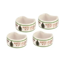 Spode Christmas Tree Napkin Ring, Gold, Set of 4