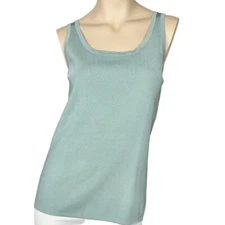 Womens Tank Top Scoop Neck Green Knit Size XS