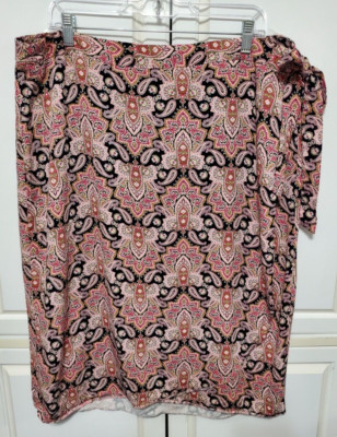 Maurices Wrap Skirt Pink Navy Paisley Y2K raw edges Boho Women Size 20W B-1