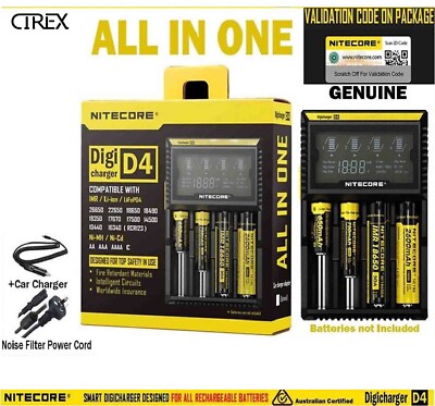 Nitecore D4 Intelligent Battery Charger Lithium LiFePO NiMH-Cd AAA 18670 26650