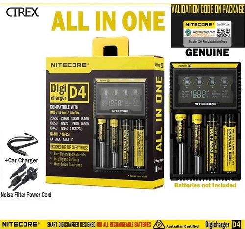 Nitecore D4 Intelligent Battery Charger Lithium LiFePO NiMH-Cd AAA 18670 26650