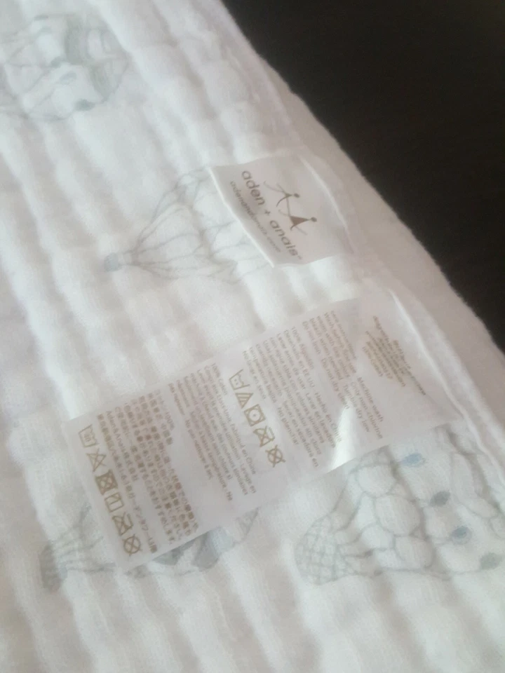 Aden And Anais Dream Blanket blue Air Balloon bicycle ELEPHANT 4layered muslin - Image 4 of 4