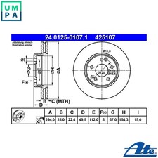 2x BRAKE DISC 24.0125-0107.1 FOR MERCEDES-BENZ 124/T-Model/Break E-CLASS 3.0L