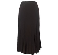 New Ladies Plain Elastic Waist Panel Godet Calf Midi Length Skirt Flared Work