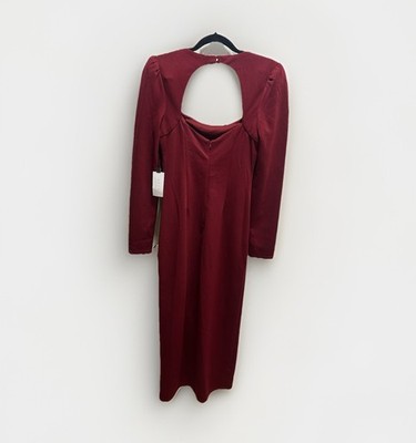 ASTR The Label Burgundy Square Neck Long Sleeve Midi A-Line Dress Size S |  eBay