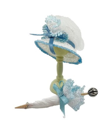 Muffin Lodge Puppenhaus Damenhut Blau & Weiß Stoff 1:12 2er Set Viktorianisch