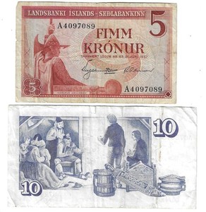 Iceland, 5 and 10 Kronur