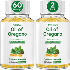 Oil of Oregano with Black Seed Oil, 6000mg Oregano Oil Capsules Organic with Car