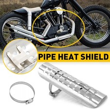 Chrome Exhaust Pipe Heat Shield Cover Heel Guard Universal For Suzuki Honda EOA