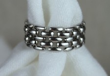 Signed Avon Silver Tone Panther Link Chain Ring 3/8" Wide Est. Size 8
