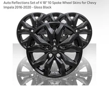 Set of 4 18" 10 Spoke Wheel Skins for 2016-2019 Chevy Impala - Gloss Black