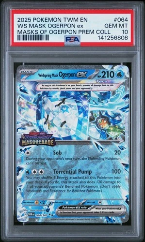 2025 POKEMON TWM EN-TWILIGHT MASQUERADE #064 WELLSPRING MASK OGERPON EX PSA 10
