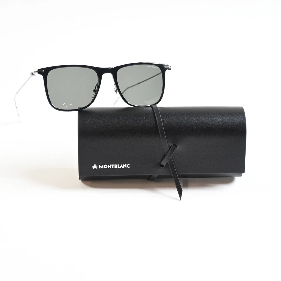 Montblanc MB0206S 001 Hombres Auténticas Gafas de Sol Negro/Metal Armado, 53 mm - Nuevas - Imagen 1 de 4