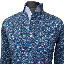 JIGGLER LORD BERLUE Shirt Mens MEDIUM (42") Long Sleeve Blue Floral Design