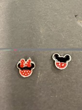 Disney Mickey Minnie Mouse Stud Earrings Red Bow Polka Dot Jewelry