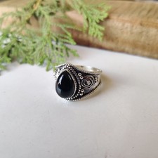 Black Onyx Gemstone Ring 925 Sterling Silver Statement Handmade Boho Ring PG7538