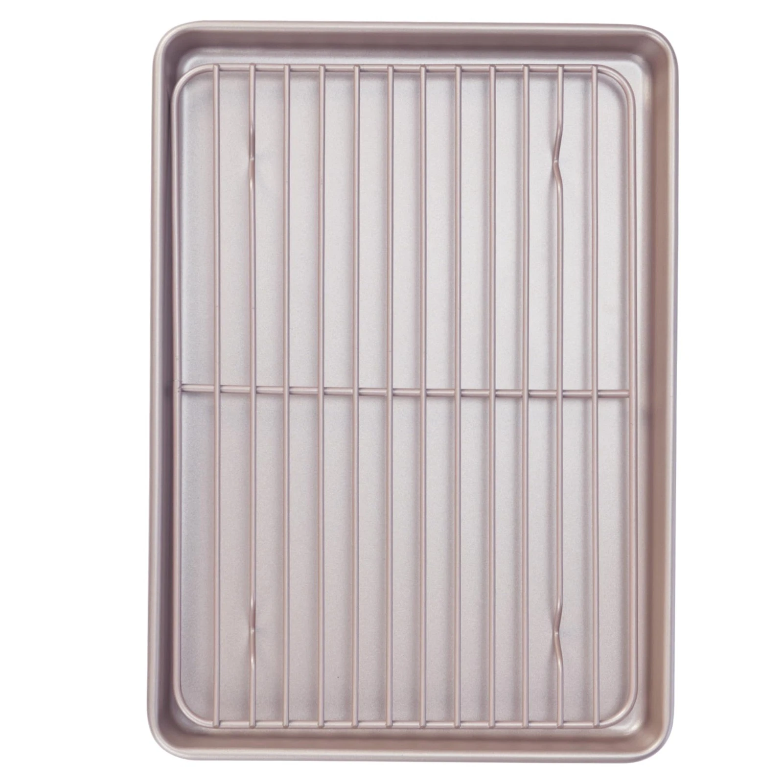 13-inch Baking Sheet Pan with Rack, Non-Stick Rectangular Shallow Dish Sheet ...