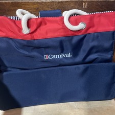 Carnival Cruise Line Tote Navy Red Rope Handle Beach Travel Bag New in Plastic