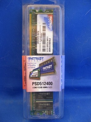 Patriot Memory PC-3200 512 MB DIMM 400 MHz DDR Memory (PSD512400) NEW Sealed