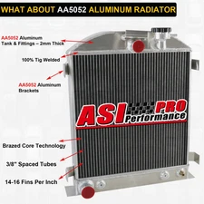 3-Core Aluminum Radiator For 1932 Ford Hi-Boy Hot Rod Grill Shells Ford V8 ASI.