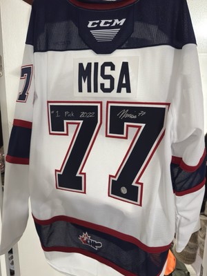 Michael Misa Autographed & Inscribed Saginaw Spirit OHL CCM White