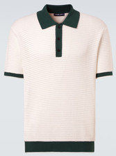 FRESCOBOL CARIOCA Vidal Cotton Crochet S/Sleeve Ivory/Green Polo Shirt - BNWT