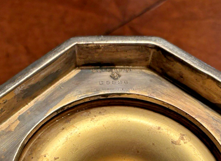 PAIRPOINT SILVER PLATE AND GREEN GLASS CENTERPIECE COMPOTE BOWL FOOTED 1920's