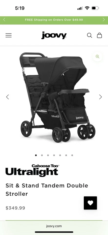 Joovy Caboose Too Ultralight Graphite Stroller - Image 3 of 4