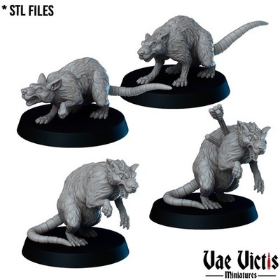 Vae Victis 28mm Giant Rats for Mordheim, D&D, Frostgrave