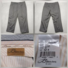 Britches Wool Dress Pants Mens 42R Gray Italy Made Nordstrom Tailored Slacks