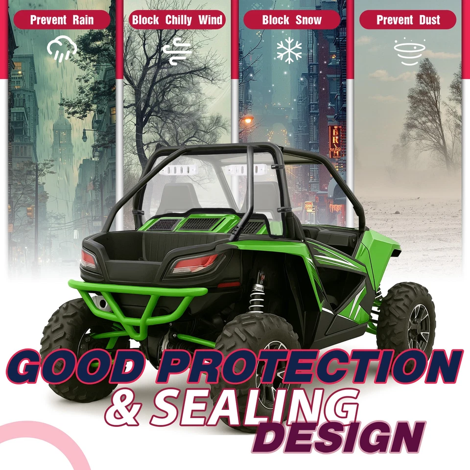 For 2012-2019 Arctic Cat Wildcat Rear Vented Windshield Panel Clear Back Window - Imagem 2 de 4