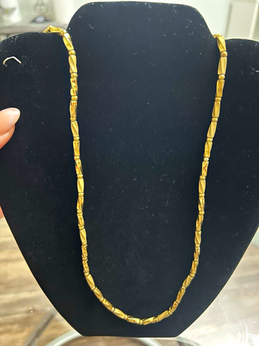 Vintage Napier Gold Tone Bar Link Chain Necklace Signed Metal No Stone 22 in