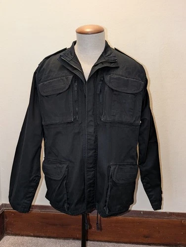 Woolrich Elite Series Tactical Black Cotton Canvas Coat Mens Large - product listing photo