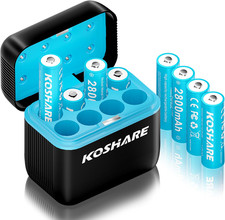 Rechargeable Batteries Ni-Mh AA with Charger,8 Pack 1.2V 2800Mah AA Ni-Mh Batter
