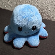 TeeTurtle Reversible Octopus Plush Toy. Happy  Mad