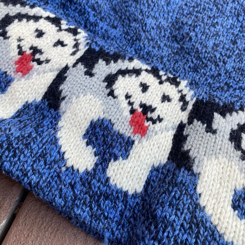 Gorro de lana de colección años 80 90 Land's End tejido Huskies gorra perros hecho en EE. UU. - ¡RARO! Foto 3 de 4