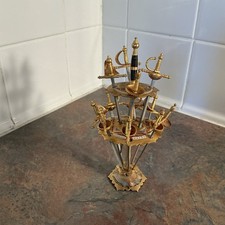 Vintage Toledo Swords Cocktail Toothpick Stand W/ 12 Swords