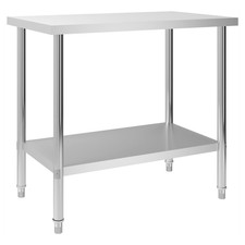 Work Table Stainless Steel Silver 100x60x85cm Heavy Duty Commercial Prep Pro