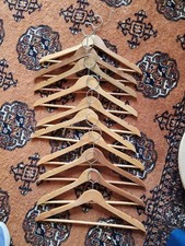 10 Wooden Closed Loop Hangers with Natural Finish and Suit Bar For Hotels