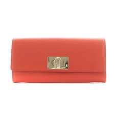 Furla Continental Wallet Long Coin Purse Leather Orange 1927 /An67 Women'S