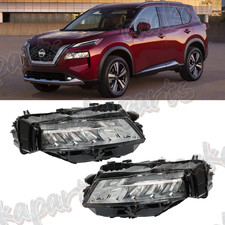 Headlights Pair Chrome For 2021 2022 2023 Nissan Rogue LED Headlamps Left+Right