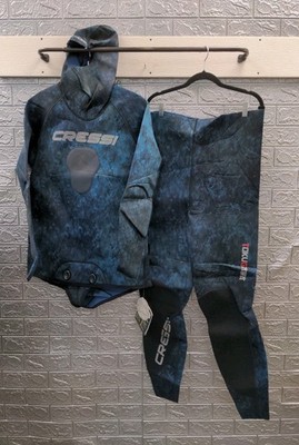 New CRESSI COBIA TOKUGAWA Nylon 2mm Men's 2 Pc Hooded Blue Camo Sz XXXL