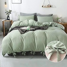 annadaif Green Duvet Cover Full Size, 3 Pieces Soft Washed Microfiber Duvet