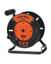 Extension Cord Storage Reel with 4-Grounded Outlets, Heavy Duty Open Cord Ree...
