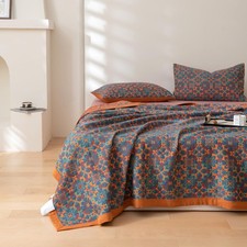 100 Cotton Muslin Blanket Jacquard Bohomian Mandala Floral Print Quilt, Soft